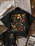 T shirt flowers black